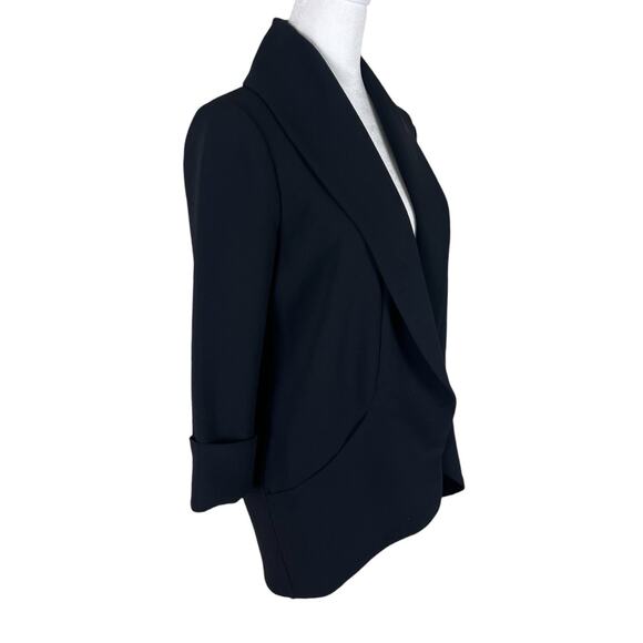 Wilfred Aritzia Chevalier Open Front Crepe Black Blazer 3/4 Sleeve Size XXS - Picture 3 of 8